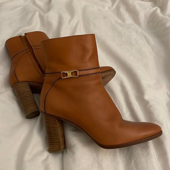 Celine Brown Leather Booties - Picture 1 of 5